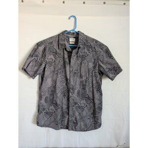 Hurley Men's Short Sleeve Shirt, Size Lg Floral Hawaiian Beach Button-Up, Gray